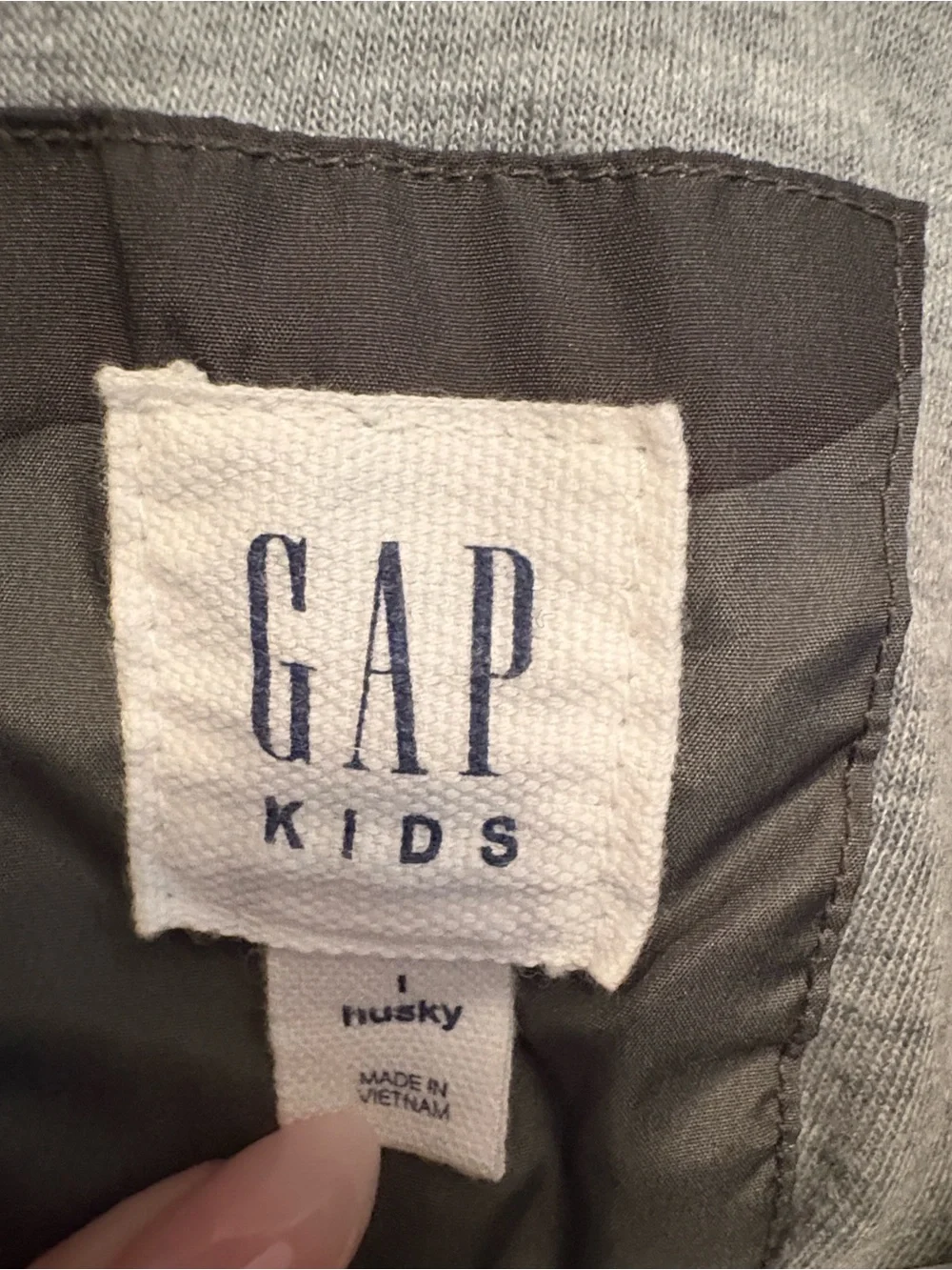 GAP Kids Olive Camo Hooded Windbreaker Jacket with Gray Lining